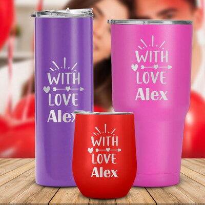 Customized Name With Love Tumbler, A unique Couple Gift, Girlfriend, Boyfriend, Valentines day or Any Special Occasion to express your love - image1